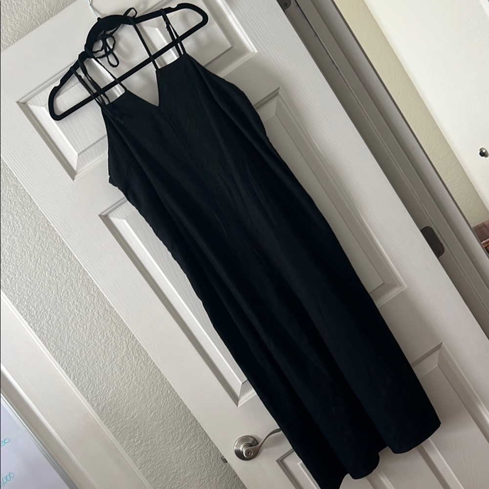 Universal Thread Black Midi Slip Dress with Spaghetti Straps